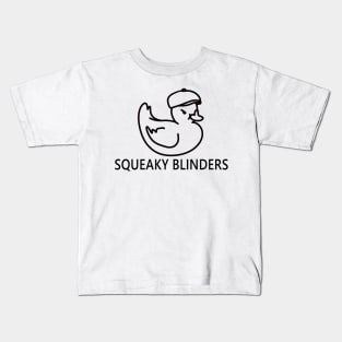 Squeaky Blinders funny cute angry rubber duck quote lettering line digital illustration Kids T-Shirt